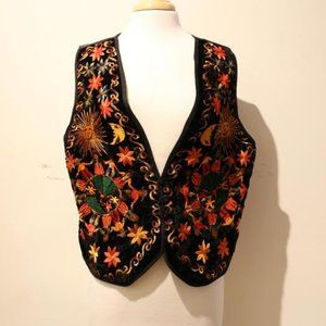 Woodstock Inspired Embroidered Velvet Vest